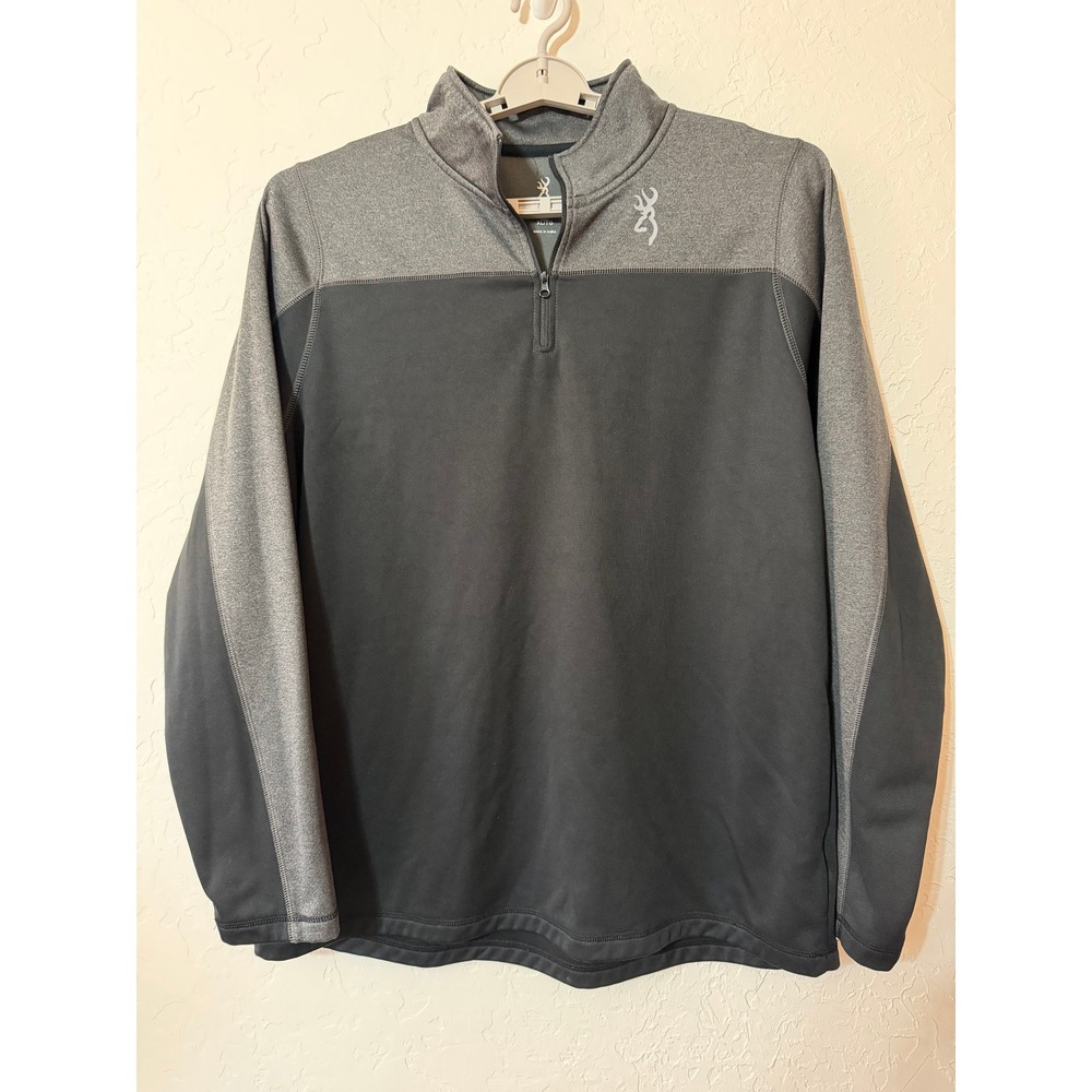 Browning Porter 1/4 Zip Fleece Pullover XL Gray Charcoal Colorblock Buckmark